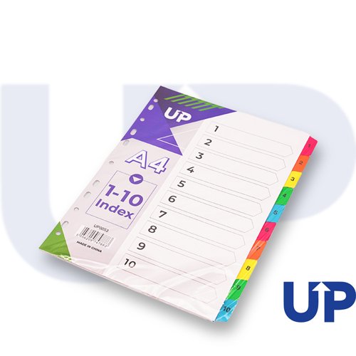 UP Index White Multicolour Tabs 1-10 by Infotone