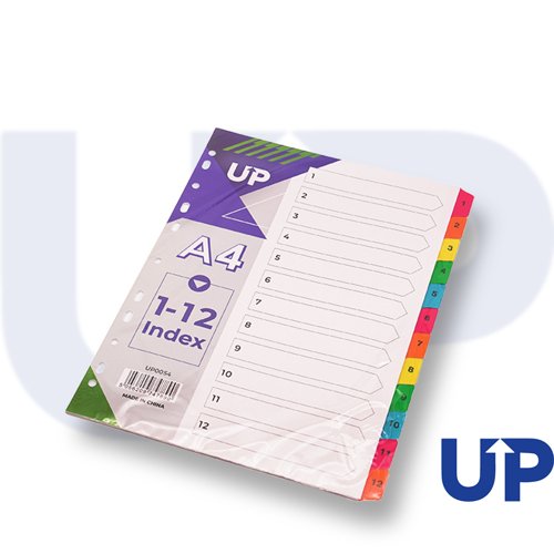 UP Index White Multicolour Tabs 1-12 by Infotone