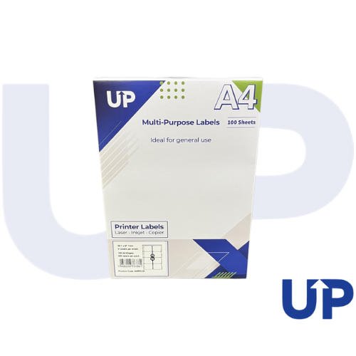 UP A4 Multipurpose Labels 8 Per Sheet 99.1 x 67.7mm (White) Pk of 100 by Infotone