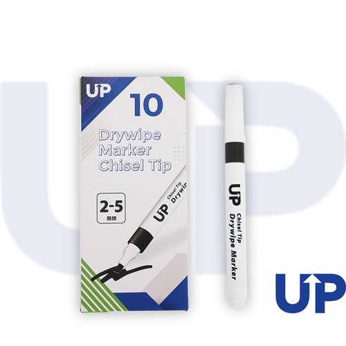 UP Drywipe Chisel Tip Marker Black (10) by Infotone