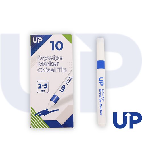 UP Drywipe Chisel Tip Marker Blue (10) by Infotone