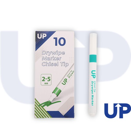 UP Drywipe Chisel Tip Marker Green (10) by Infotone