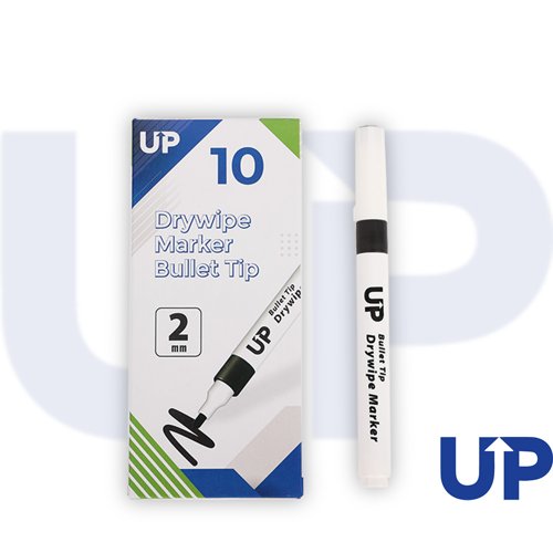 UP Drywipe Bullet Tip Marker Black (10) by Infotone