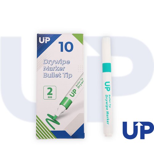 UP Drywipe Bullet Tip Marker Green (10) by Infotone