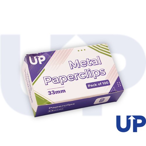 UP Metal Paperclips 33mm rounded 10 x Box of 100 by Infotone