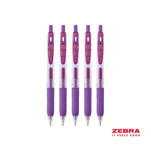 Zebra Eco SARASA Gel Retractable Rollerball CLIP 0.7mm Pen Violet Ink - Pack of 12 by Infotone
