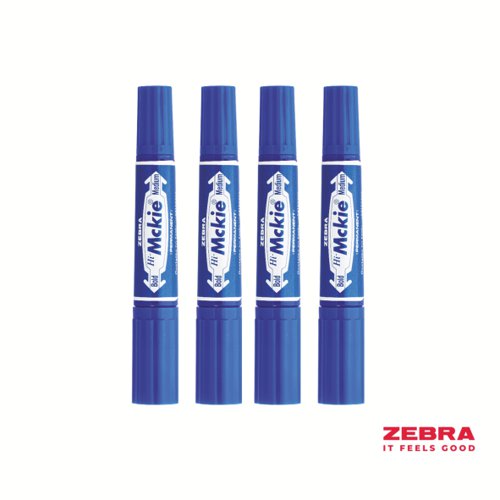 Zebra HI Mckie Bold Double Ended Blue Ink Permanent Marker - Pack of 10 by Infotone