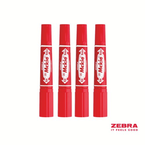 Zebra HI Mckie Bold Double Ended Red Ink Permanent Marker - Pack of 10 by Infotone