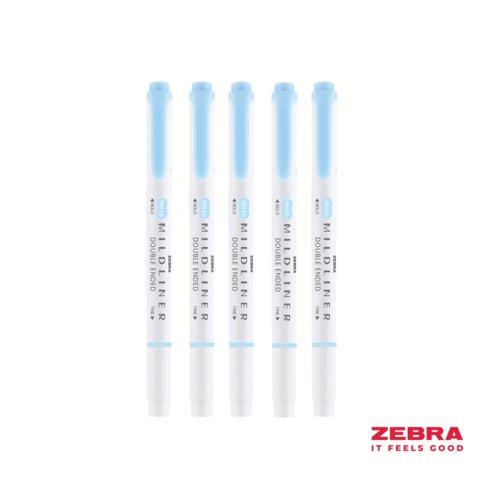 Zebra MILDLINER Double Ended Fluorescent Blue Highlighter - Pack of 10 by Infotone