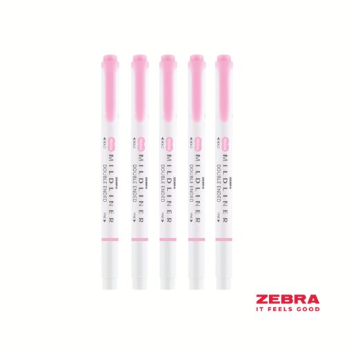 Zebra MILDLINER Double Ended Fluorescent Pink Highlighter - Pack of 10 by Infotone