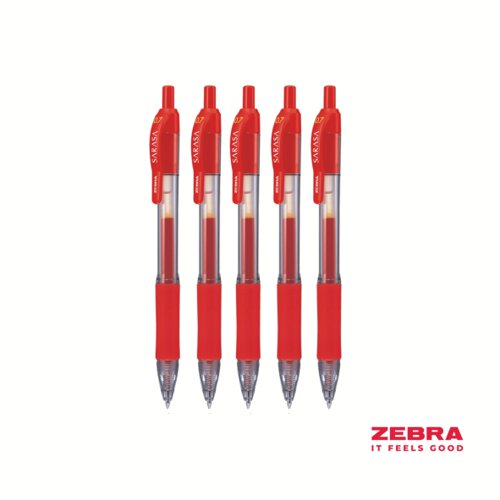 Zebra SARASA Gel Retractable Rollerball 0.7mm Pen Red Ink - Pack of 12 by Infotone