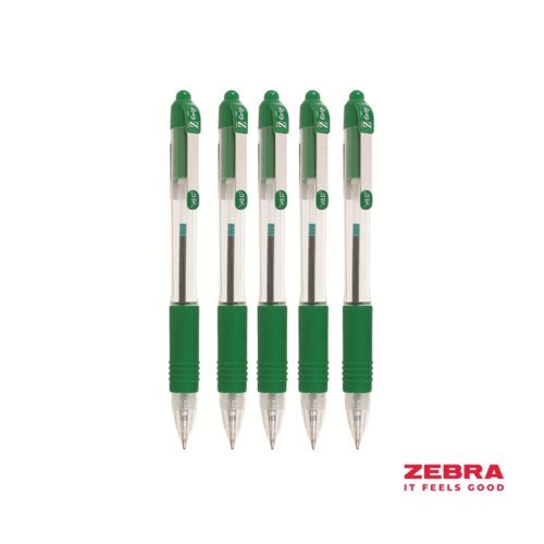 Zebra Z-Grip Retractable Ballpoint Pen Green ink - Pack of 12 by Infotone