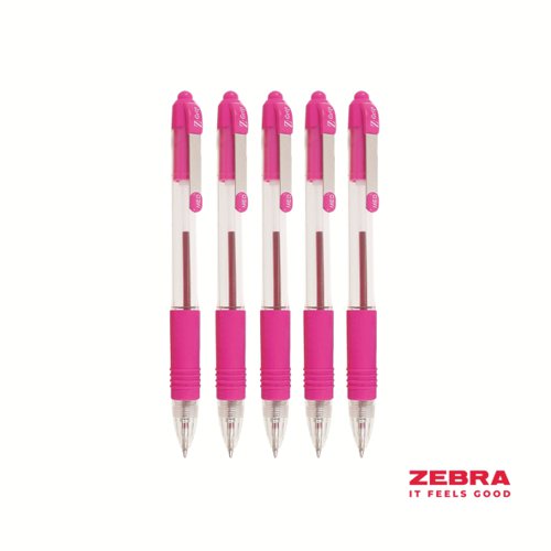 Zebra Z-Grip Retractable Ballpoint Pen Pink ink - Pack of 12 by Infotone